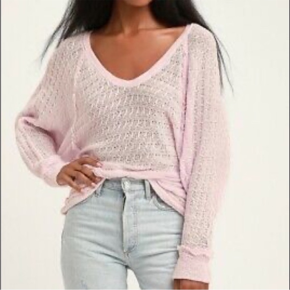 Free People Pink Thiens Hacci Knit Sweater
